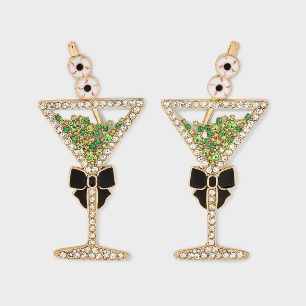 🎉6 for $30🎉 SUGARFIX by BaubleBar Green and Black Martini Earrings - Picture 2 of 5